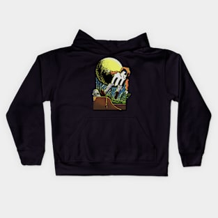 Skeleton Skateboar Moon Kids Hoodie